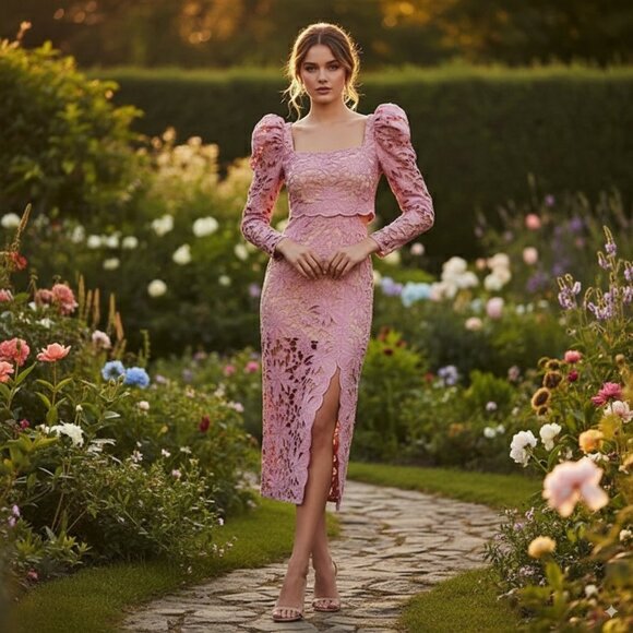 NWT ELLIATT PINK COURT LACE DRESS - Picture 1 of 6